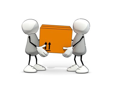Biraz yarım yamalak adam büyük bir paket taşıyan