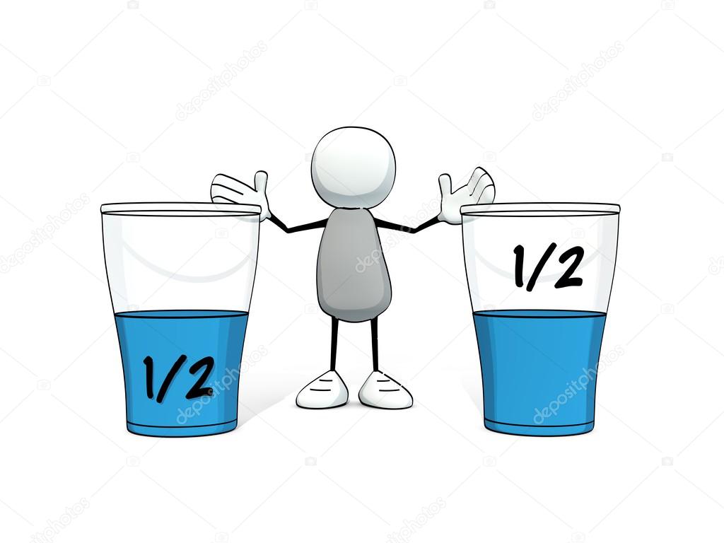 Little sketchy man glasses half full half empty — Stock Photo © lilu