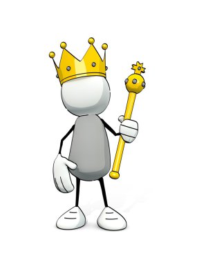 Little sketchy man with king crown and scepter clipart