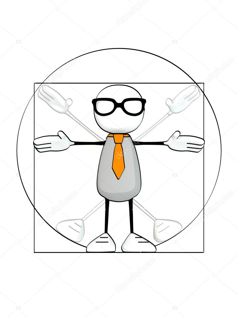 Little sketchy man little sketchy man with tie and glasses - vitruvian man