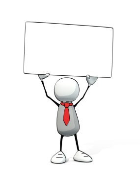 Küçük yarım yamalak adam kravat ve boş kartı