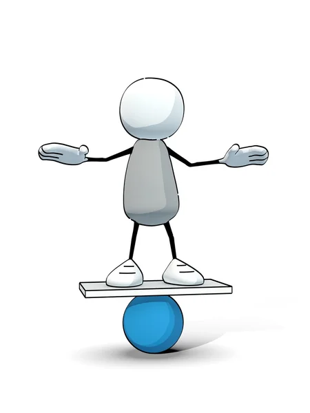 Yarım yamalak ufaklık üzerinde mavi bir top Dengeleme