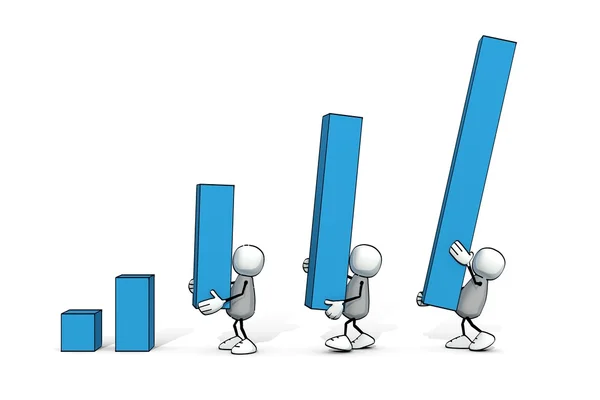 Schetsmatig mannetjes opbouw van een positieve staafdiagram — Stockfoto