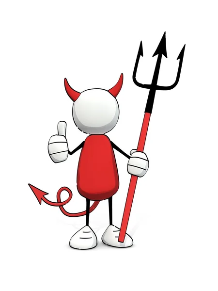Little sketchy man - devil sticking the thumb in the air — Stock Photo, Image