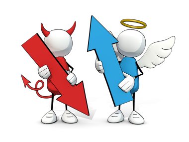 little sketchy man - angel and devil with up and down arrow