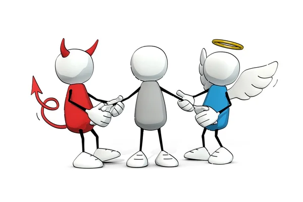 little sketchy man between angel and devil