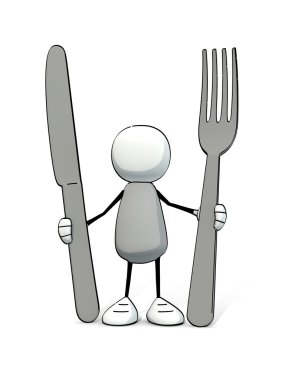 bıçak ve çatal ile yarım yamalak ufaklık