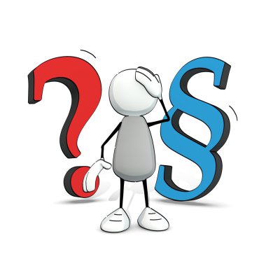 Kırmızı soru işareti ve mavi paragraf ile yarım yamalak ufaklık