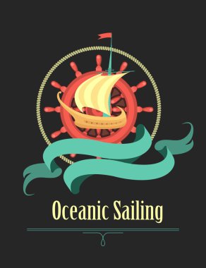 Siyah bir arka plan üzerinde deniz amblemi