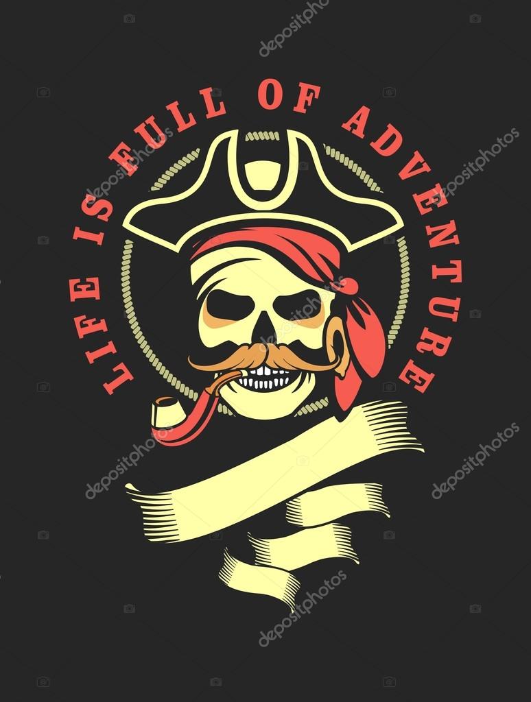Sailor skull logo signs on a black background