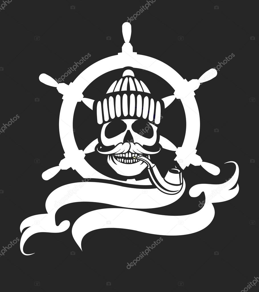 Sailor skull logo signs on a black background