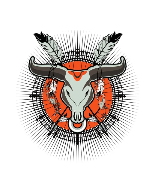 Tatuaje de cráneo de toro — Vector de stock