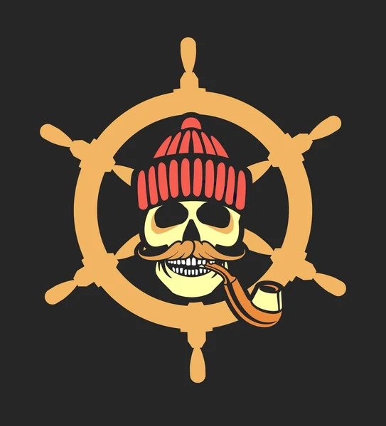 Marina emblem skalle — Stock vektor