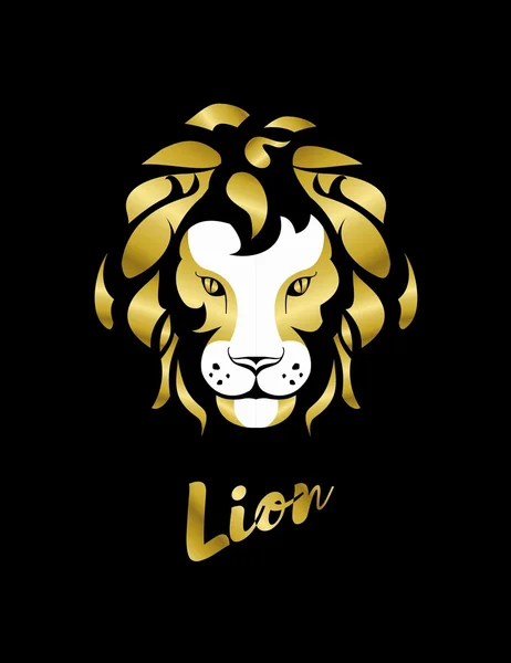 Lion's head on a black background — Stock Vector