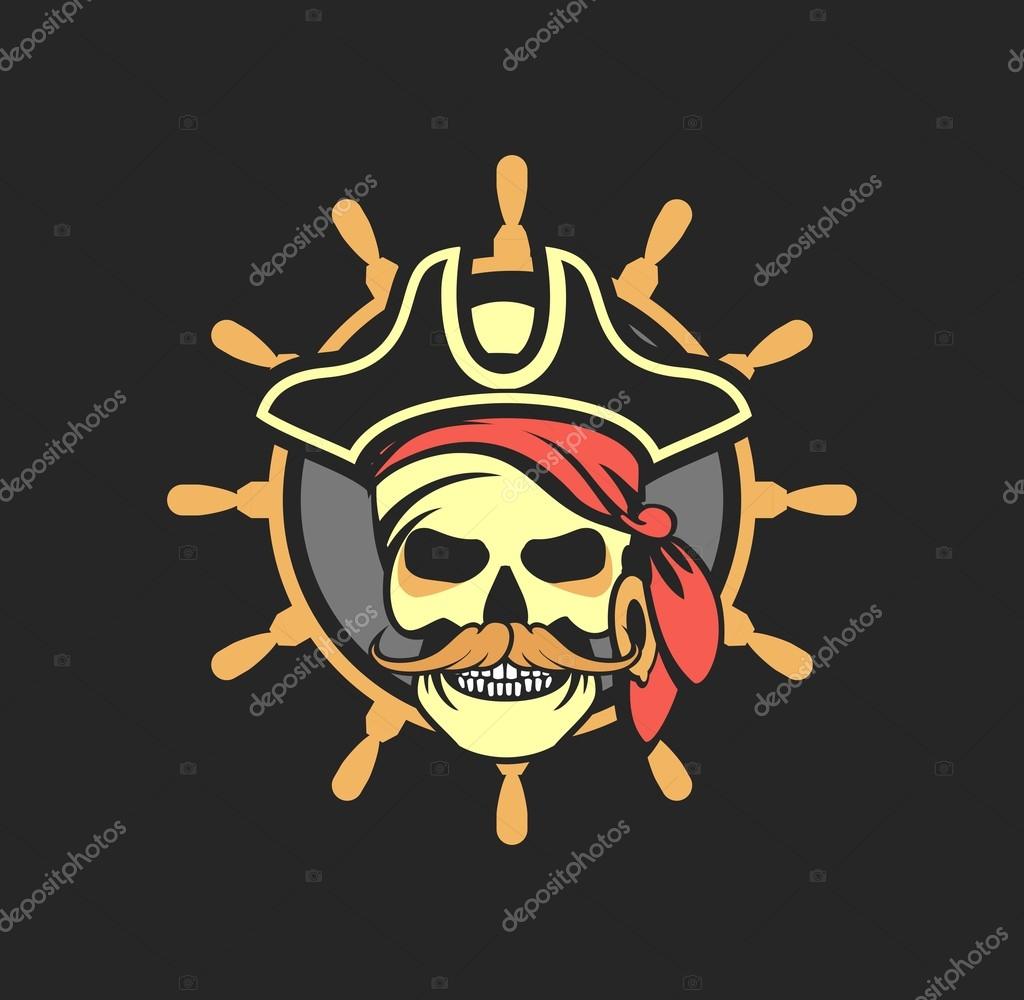 Sailor skull logo signs on a black background