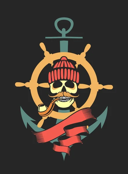 Crâne emblème marin — Image vectorielle