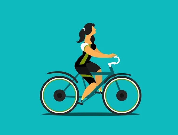 Chica montando una bicicleta — Vector de stock