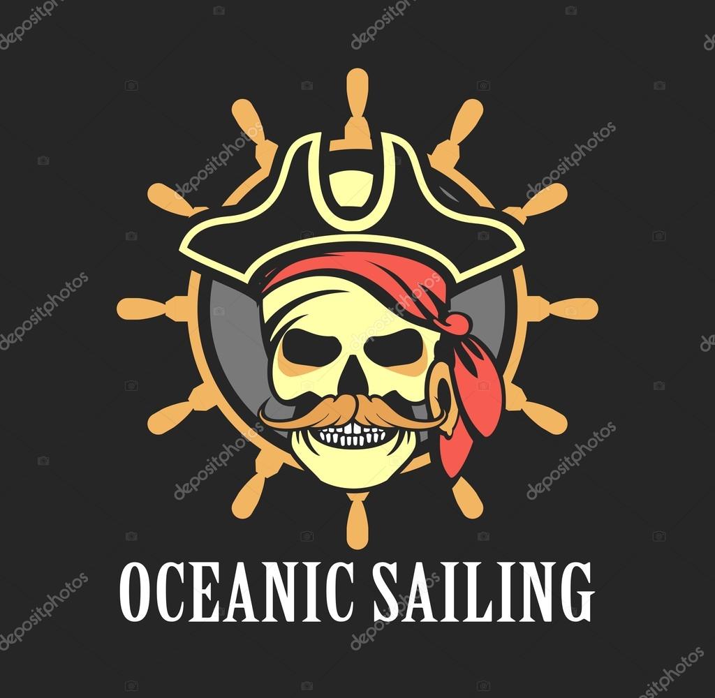 Sailor skull logo signs on a black background