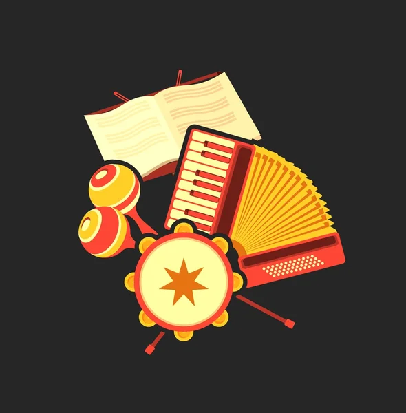 Música retro acordeón — Vector de stock