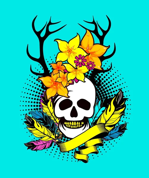 Skull in flowers — Stock Vector
