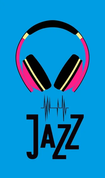 Auriculares con jazz — Vector de stock