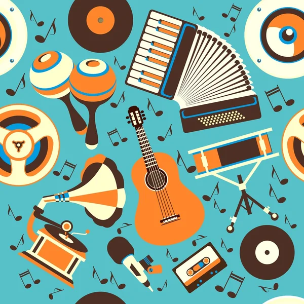 Instruments de musique motif sans couture — Image vectorielle