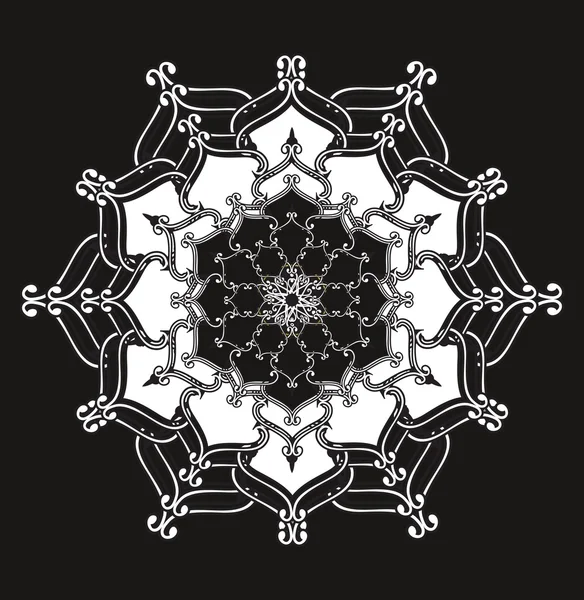 Mandala aus schwarzer und weißer Spitze — Stockvektor