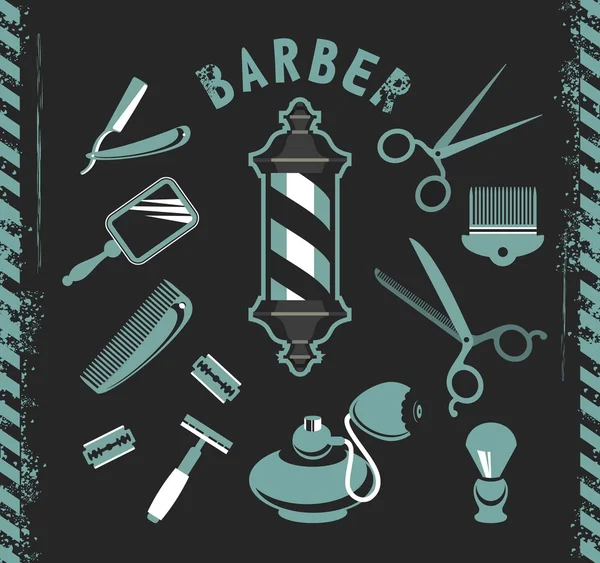 Barbeiro conjunto loja — Vetor de Stock