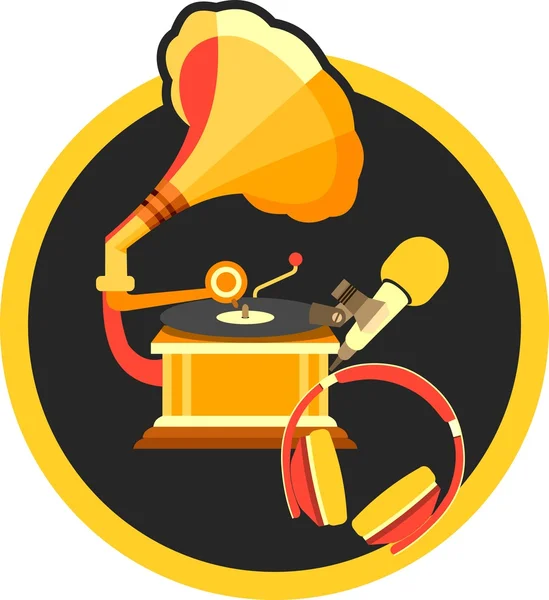 Gramophone de musique rétro — Image vectorielle