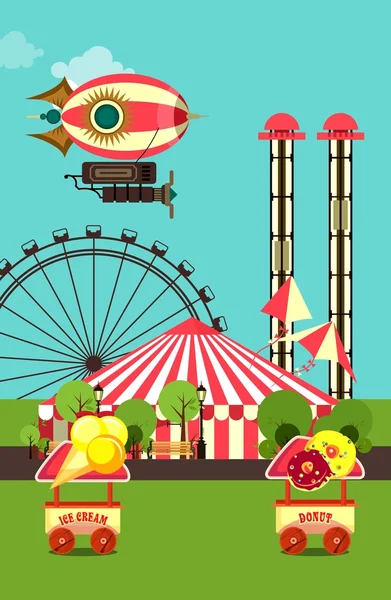 Parque de diversões do carnaval — Vetor de Stock