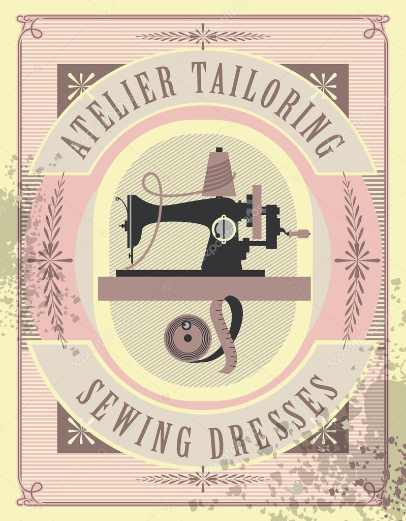 Cartel del taller de costura — Archivo Imágenes Vectoriales