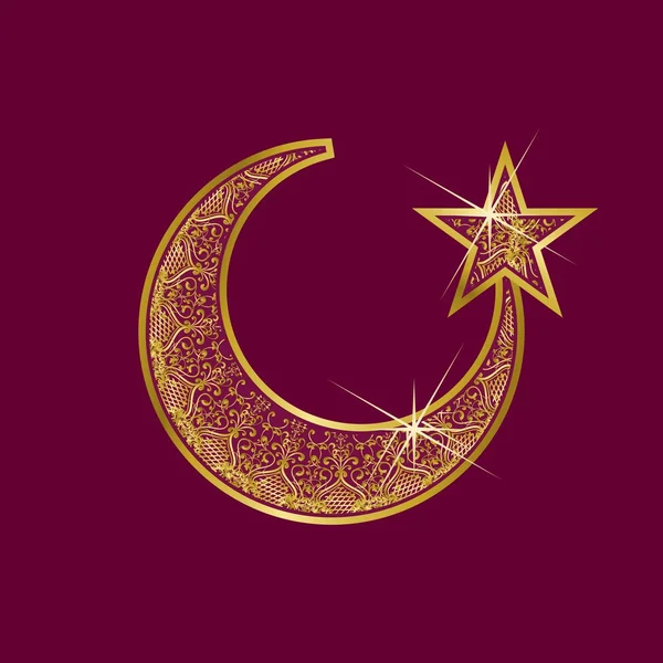 Gyllene halvmånen och stjärnan symbol — Stock vektor