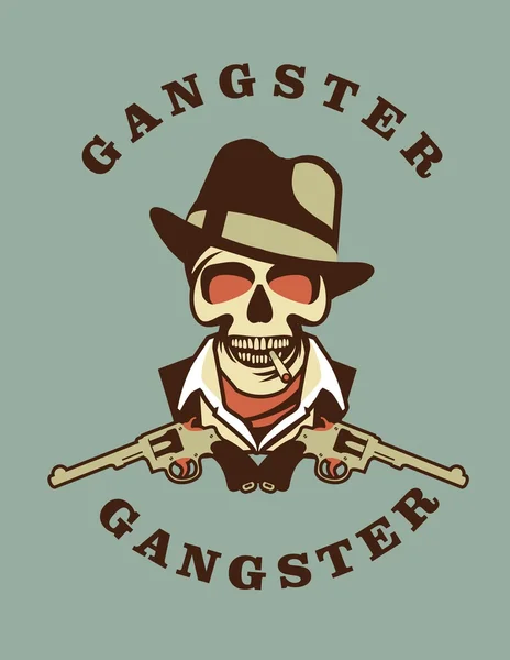 Skull in hat gangster — Stock Vector