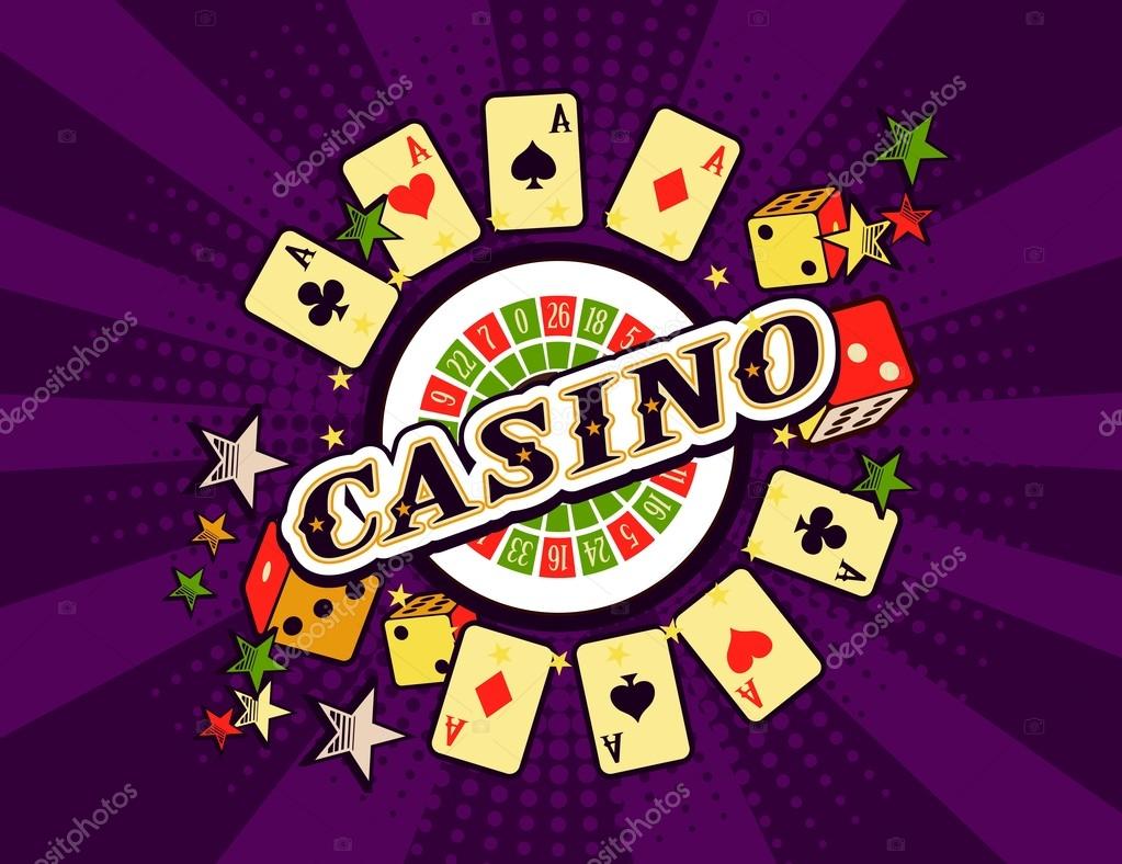 Vector background beams casino with the attributes and signs of winning and luck