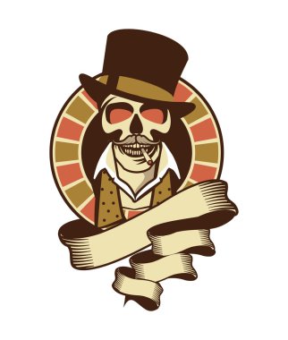 Beyaz bir arka plan üzerinde Casino retro logo