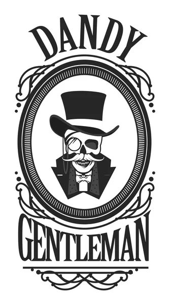 Crâne gentleman dans le cylindre — Image vectorielle