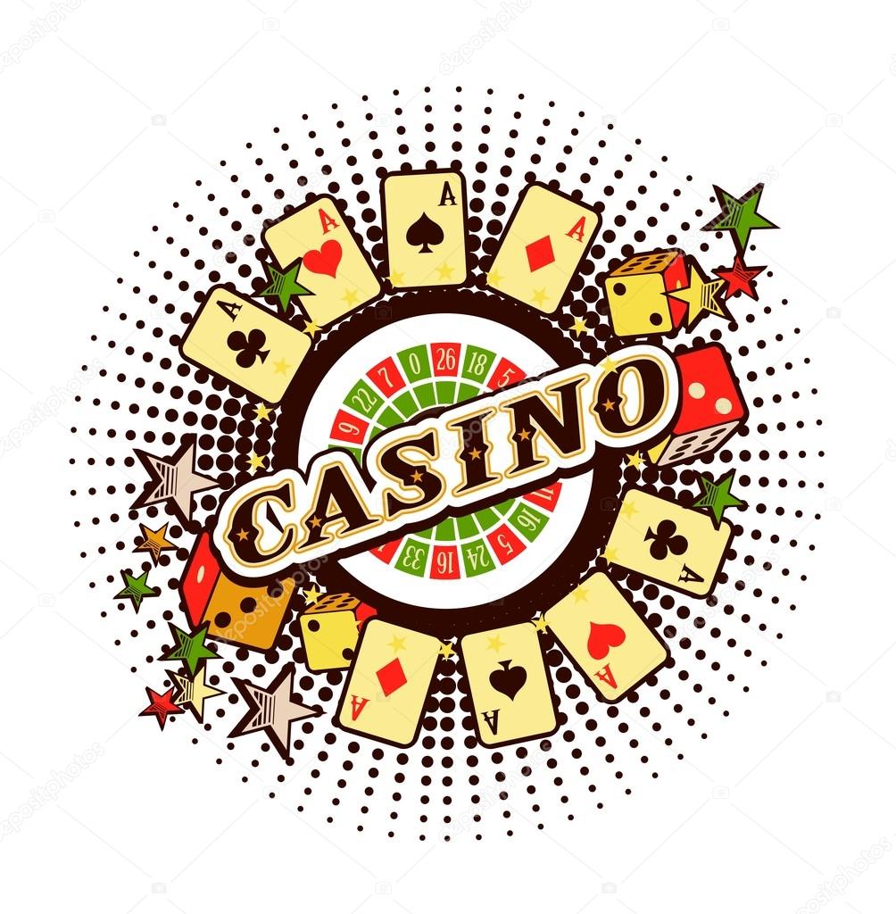 Vector Casino emblem on a white background with elements of winning and luck