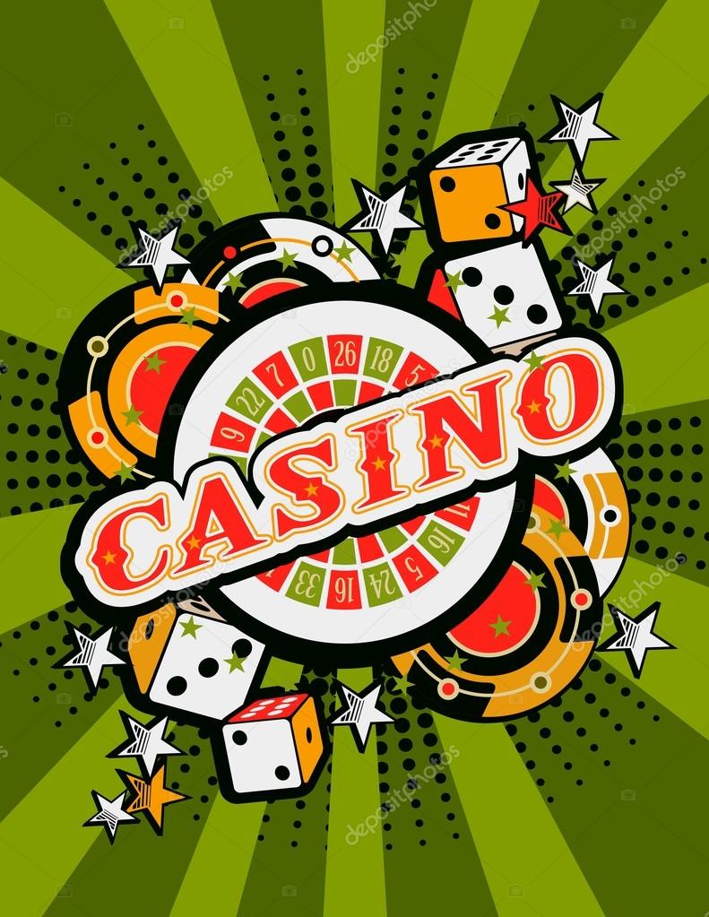 Vector background beams casino with the attributes and signs of winning and luck