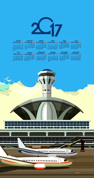 2017 Calendário Aeroporto — Vetor de Stock