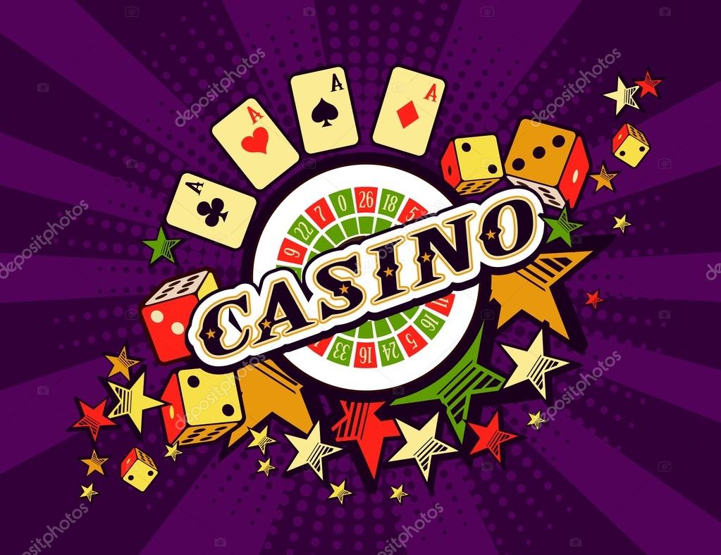 Vector background beams casino with the attributes and signs of winning and luck