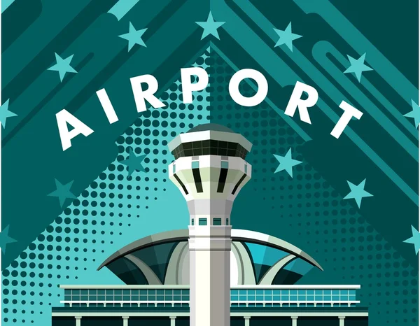 Poster bangunan bandara - Stok Vektor