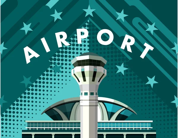 Aeroporto edifício cartaz — Vetor de Stock