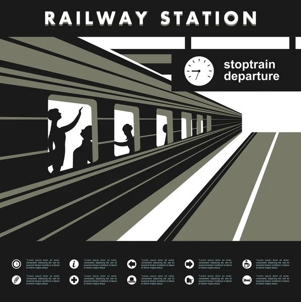 Platform demiryolu İstasyonu — Stok Vektör