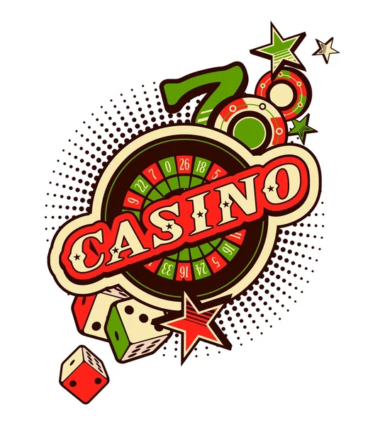 Logo kasino pada latar belakang putih - Stok Vektor