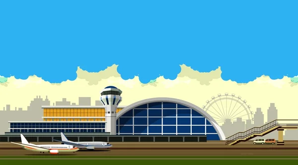 Aeropuerto edificio vector ilustración — Archivo Imágenes Vectoriales