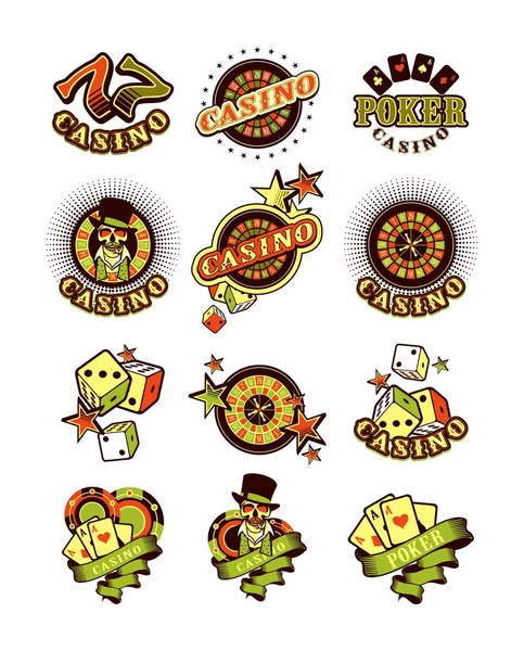 Set casino badge — Stockvector