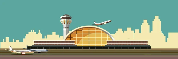 Aeropuerto edificio vector ilustración — Archivo Imágenes Vectoriales