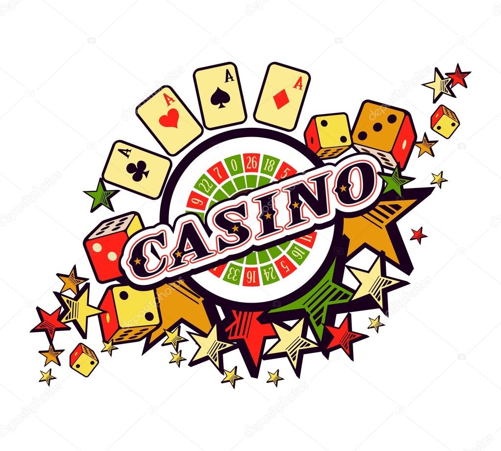 Vector Casino emblem on a white background with elements of winning and luck