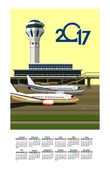 2017 Calendario Aeropuerto — Vector de stock