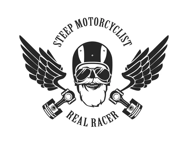 Retro-Emblem Motorradfahrer — Stockvektor